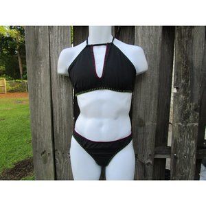 LUCKY BRAND 2 Piece Swim Suit Black Color Stitching Large Style#LK7TV17M
